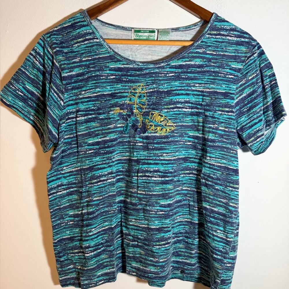 Striped Blue and Green Women's Top